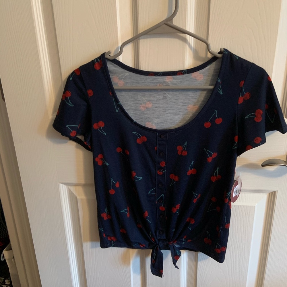 Cherry top with tie on the bottom